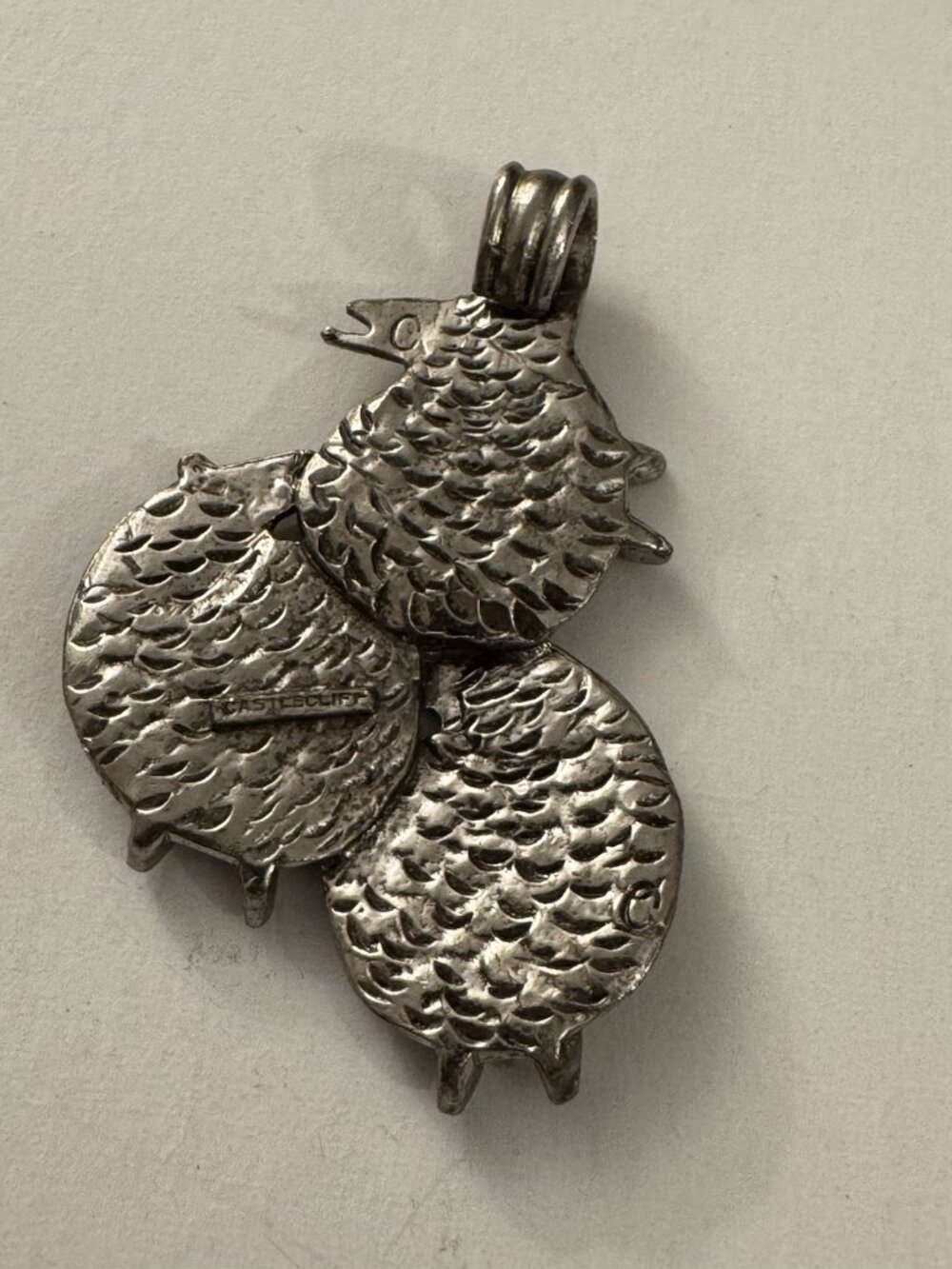 Vintage Castlecliff Bird Silver Toned Pendant D13